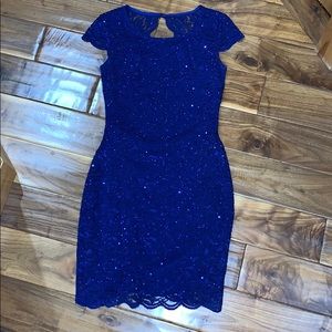 Backless dark blue dress